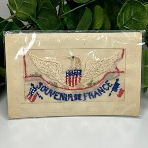 WWI Souvenir De‎ France Embroidered Postcard 1918 Trench Art Antique